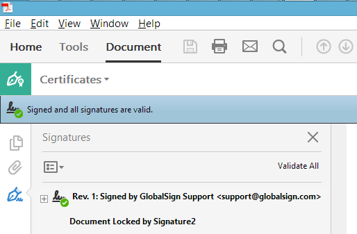 Certificate-based signatures, Adobe Acrobat