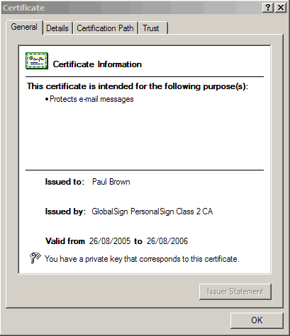 Outlook Certificate