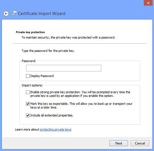 Chrome Certificate Import Wizard Password