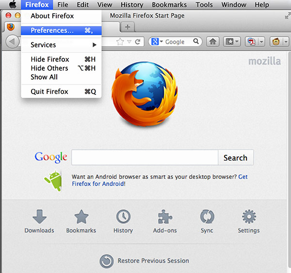 Firefox Preferences