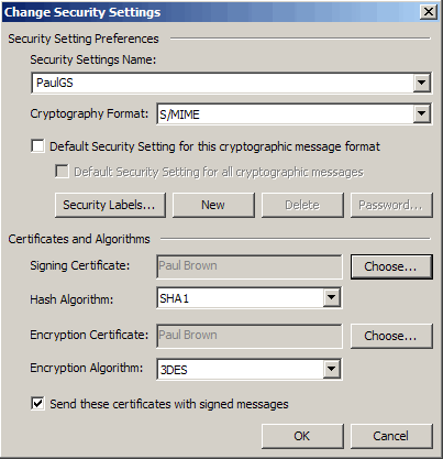 Outlook 2007 Security Settings (Signing and Encryption)
