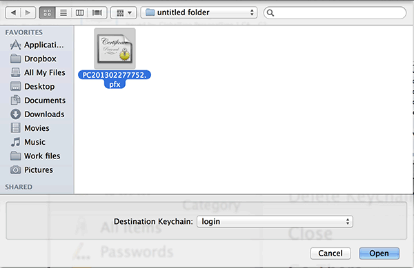 Mac OS Chrome Select PFX Install
