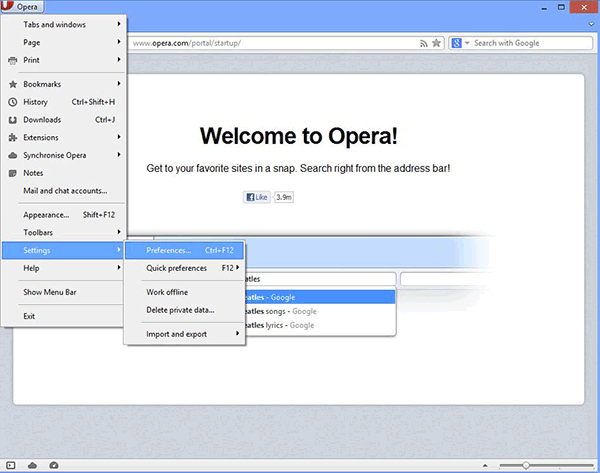 Opera Preferences