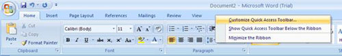 Customize Quick Access Toolbar