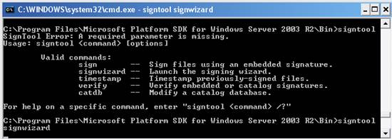 Timestamping Command Signtool Signwizard