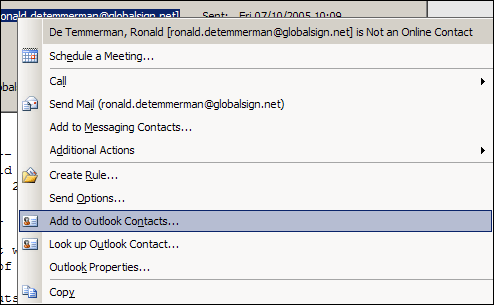 Add to Outlook Contacts