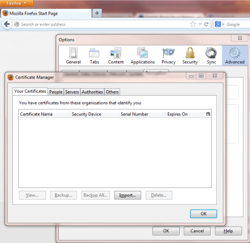 Firefox Digital ID View Certificates