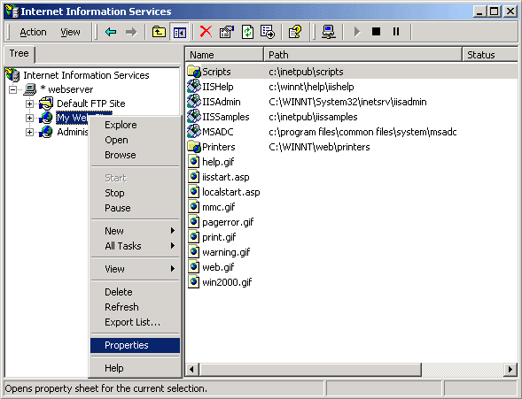 Microsoft Exchange 2003 IIS Properties