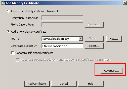 Add Identity Certificate