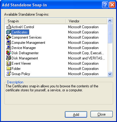 Add Standalone Snap-in