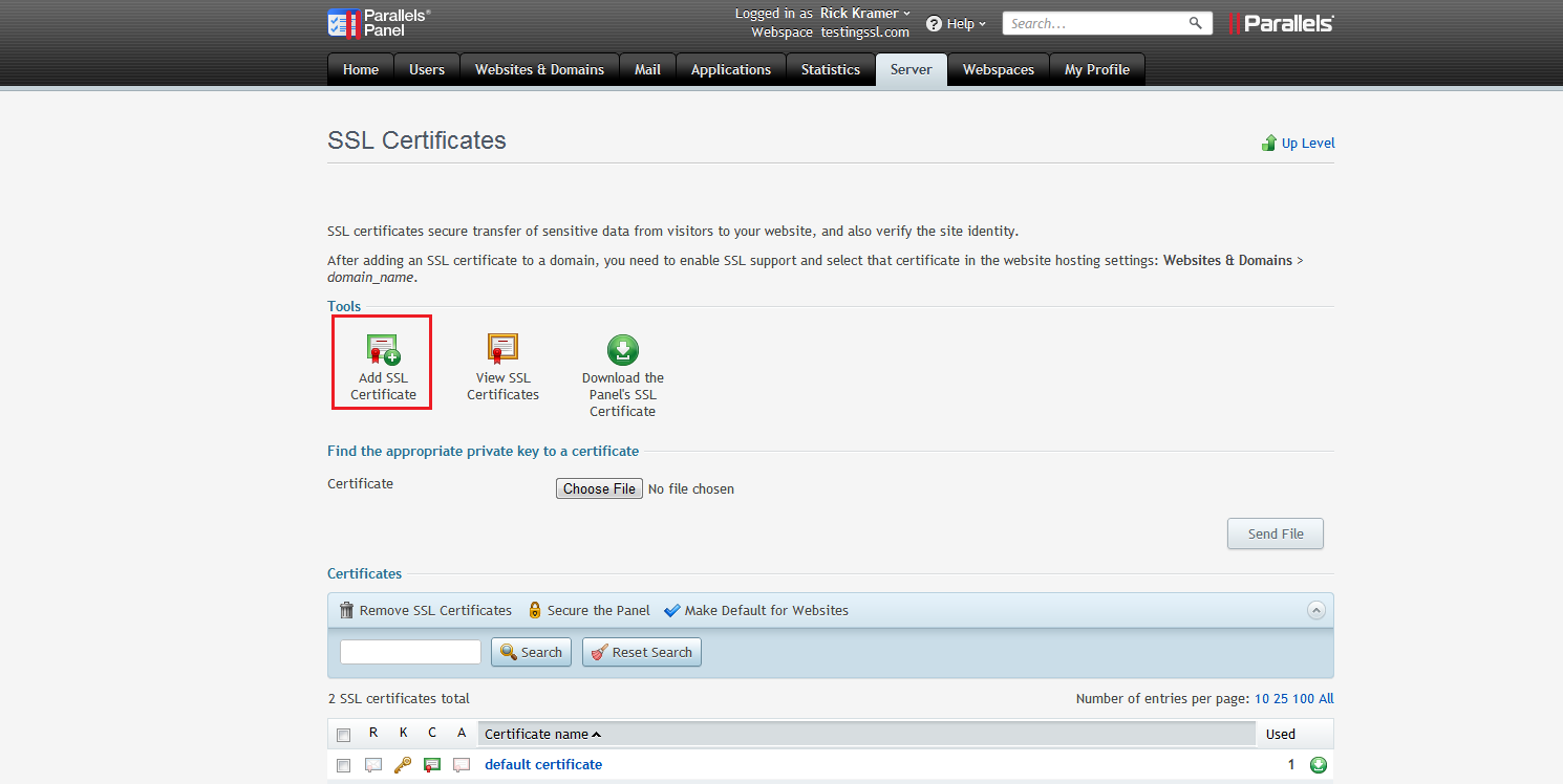Add SSL Certificate