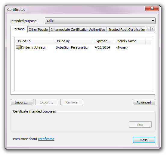 Import Certificate