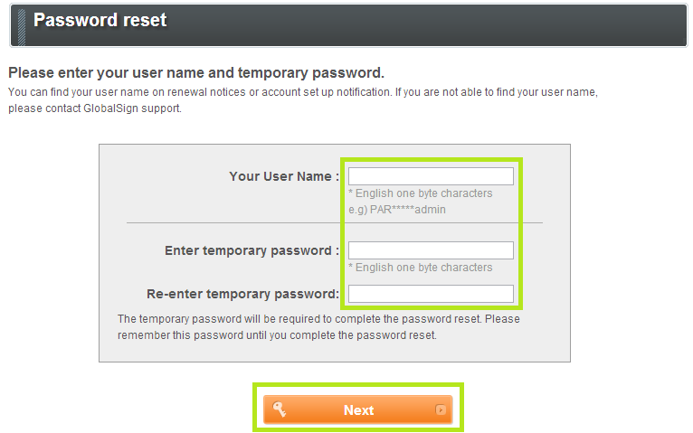 Temporary Password Creation
