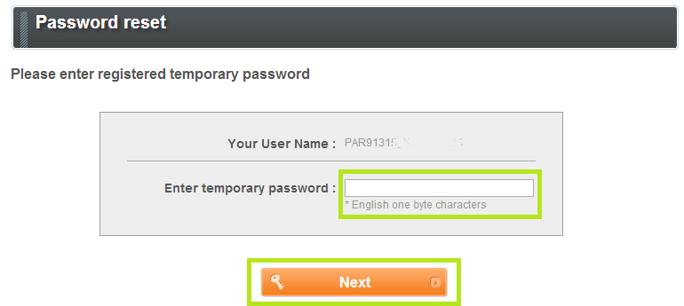 Enter Temporary Password