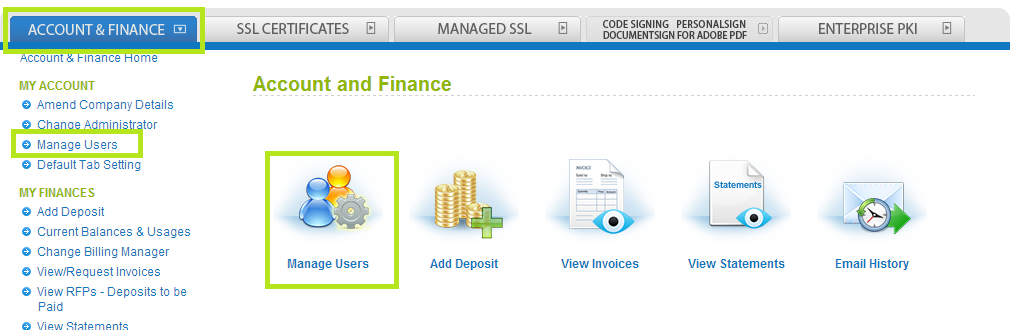 Account Finance Tab