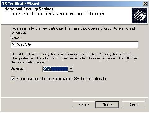 Name and Security Settings