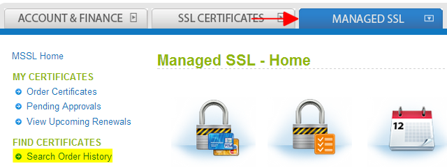 Managed SSL Tab