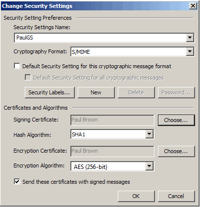 Security Settings Name