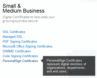 Order Certificate - PersonalSign Certificates