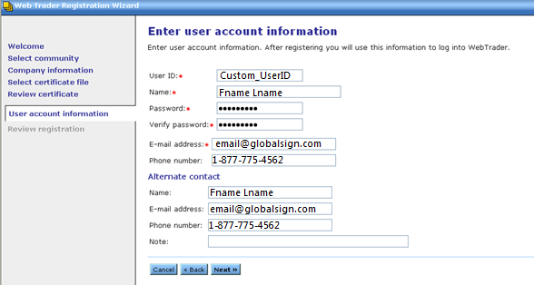 Enter Account Info