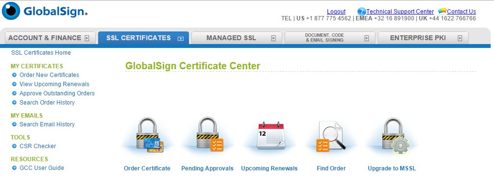 SSL Certificates Tab