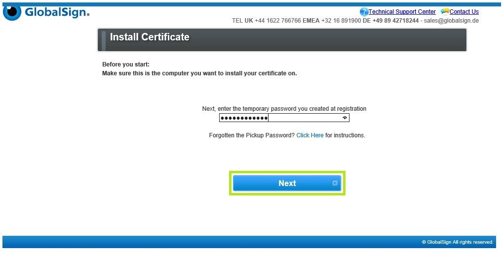 Download and Install EV Code Signing Certificate :: Download and